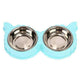 Stainless Steel Owl Shape Double Bowl Dog Cat Feeder