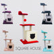 Single Square Cat House - Cat Scratch Post Plush 3 Level